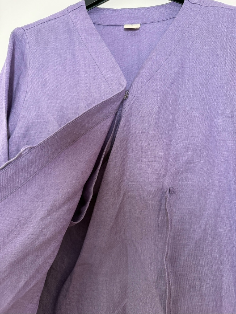 Lintico 100% Linen Wrap Front Top Jacket Cross Over Lagenlook Lavender Purple XL - Picture 8 of 10